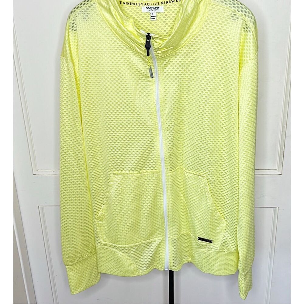 Nine West Active Yellow Mesh Zip Up Jacket Large